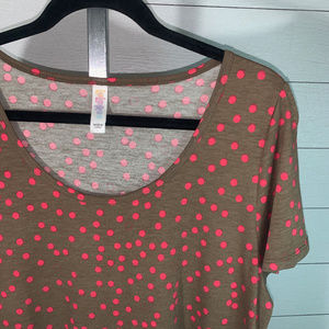 *final* Brown Pink Polka Dots LuLaRoe Classic T L